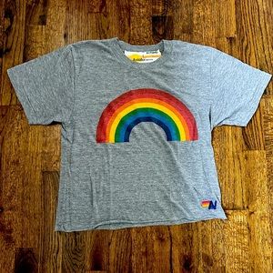 AVIATOR NATION RAINBOW BOYFRIEND TEE - HEATHER GREY